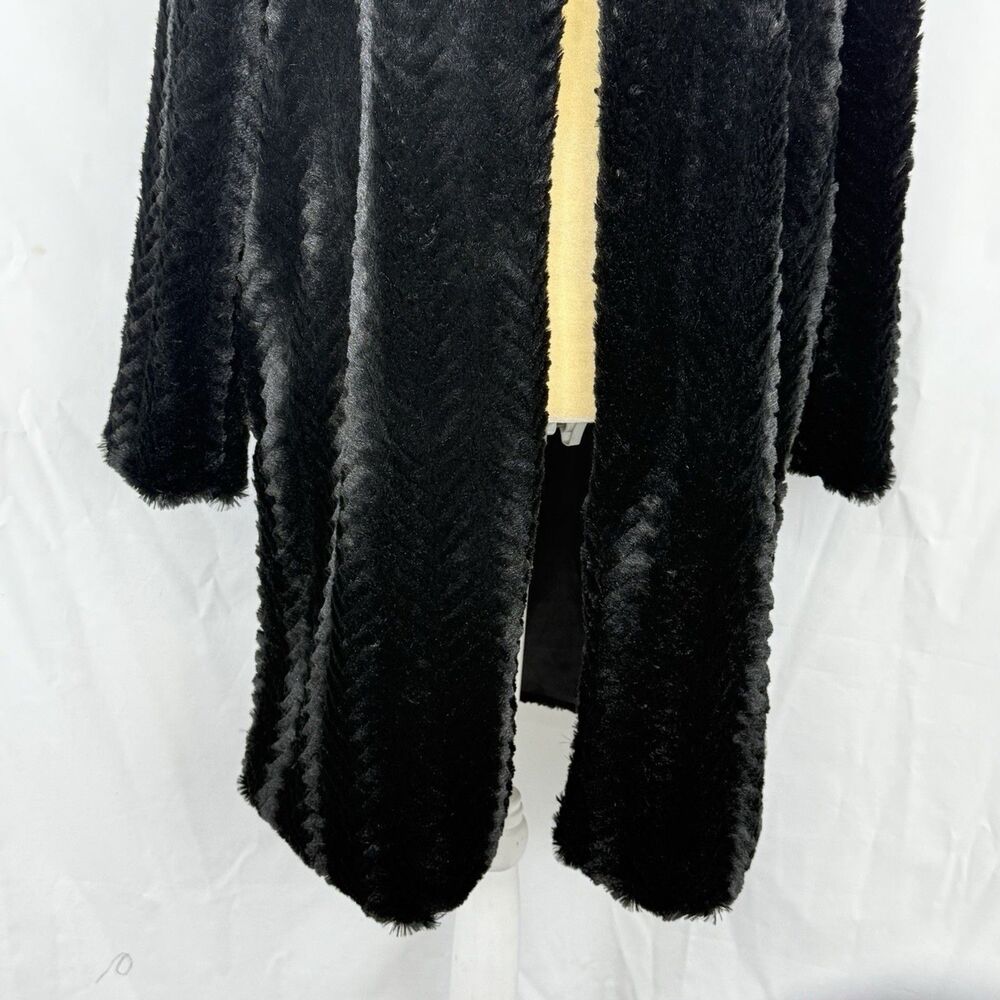 Fever Black Faux Fur Coat Women’s Size S Soft Plush Open Front Jacket - Picture 15 of 16